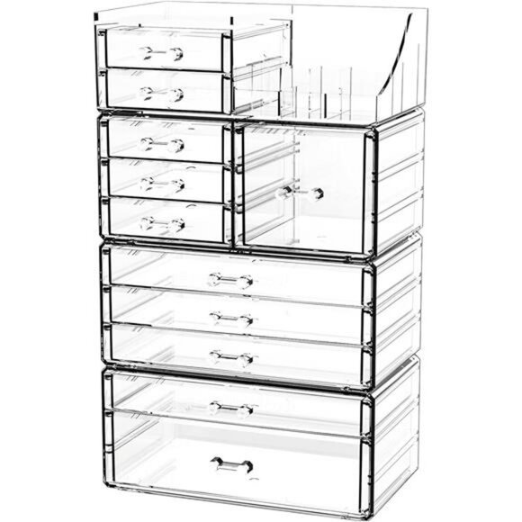 Clear Acrylic Makeup Organizer 11 Drawer Stackable Vanity Storage Box - Picture 1 of 7